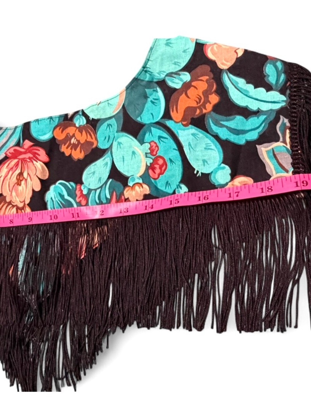 Vintage Western Fringe Floral Capelet/Shoulder Shawl-Festival Boho Cowgirl Chic - Picture 10 of 10